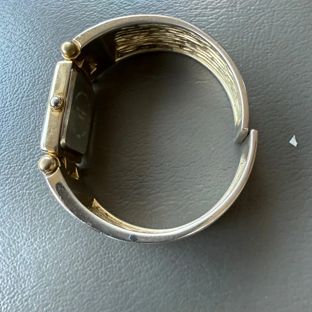 Avenue Womens Two Tone Quartz Cuff Bangle Watch Ornate Celtic Scrollwork Works